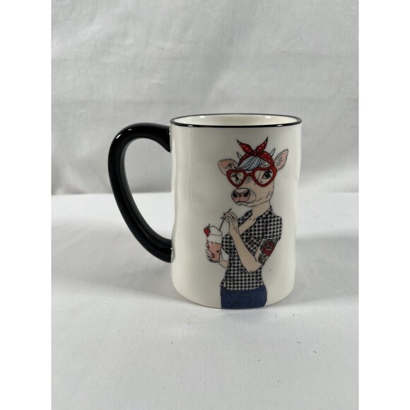 New Hipster Animal Coffee Mug Pig Stoneware 518ml 17.5 oz - Picture 2 of 6
